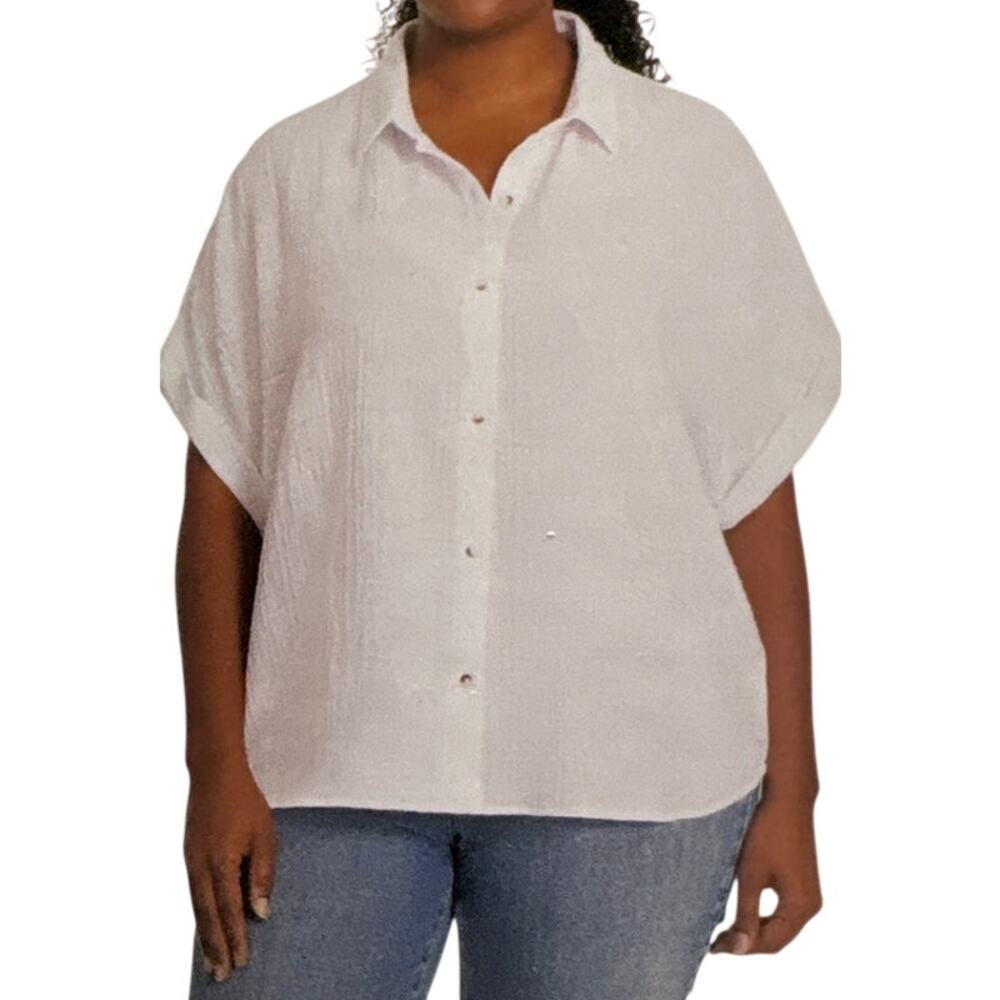 Jessica Simpson Womens White Gauze Cap sleve Blouse XXL
